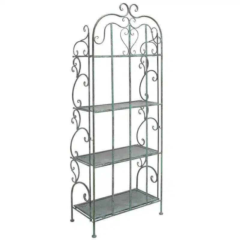 4-Tier Iron Shelf Unit Indoor/Outdoor Antique White