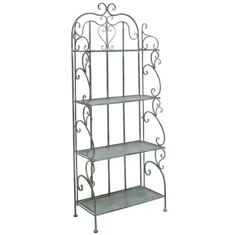 4-Tier Iron Shelf Unit Indoor/Outdoor Antique White
