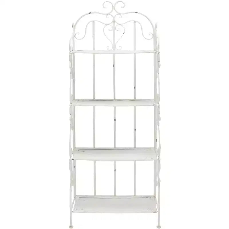 4-Tier Iron Shelf Unit Indoor/Outdoor Antique White