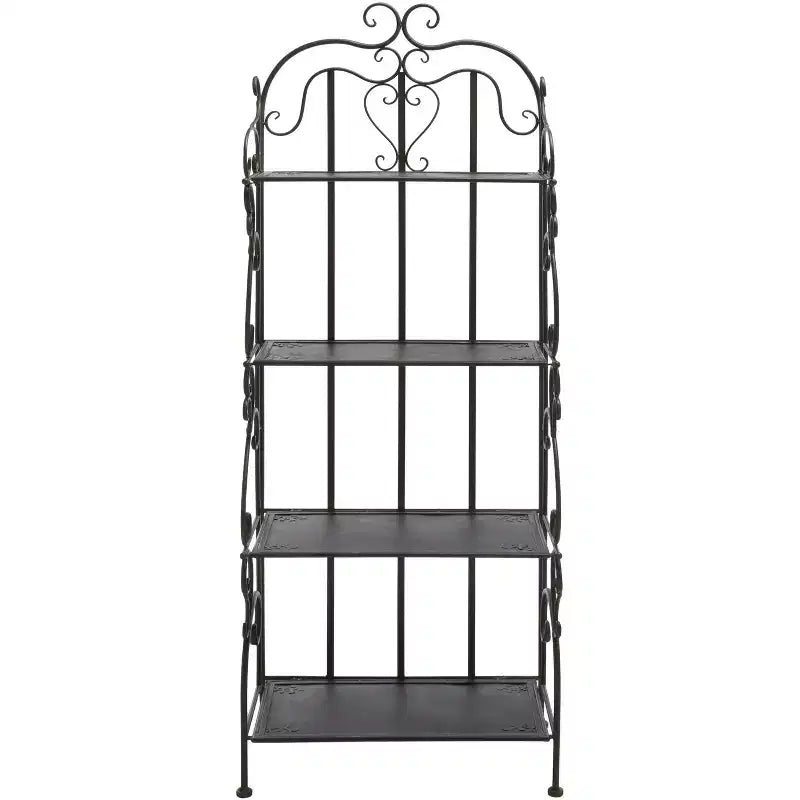 4-Tier Iron Shelf Unit Indoor/Outdoor Antique White