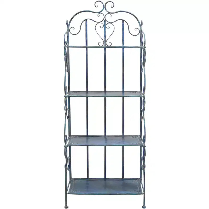 4-Tier Iron Shelf Unit Indoor/Outdoor Antique White