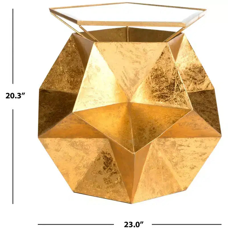 Sculptural Gold Side Table Geometric Design