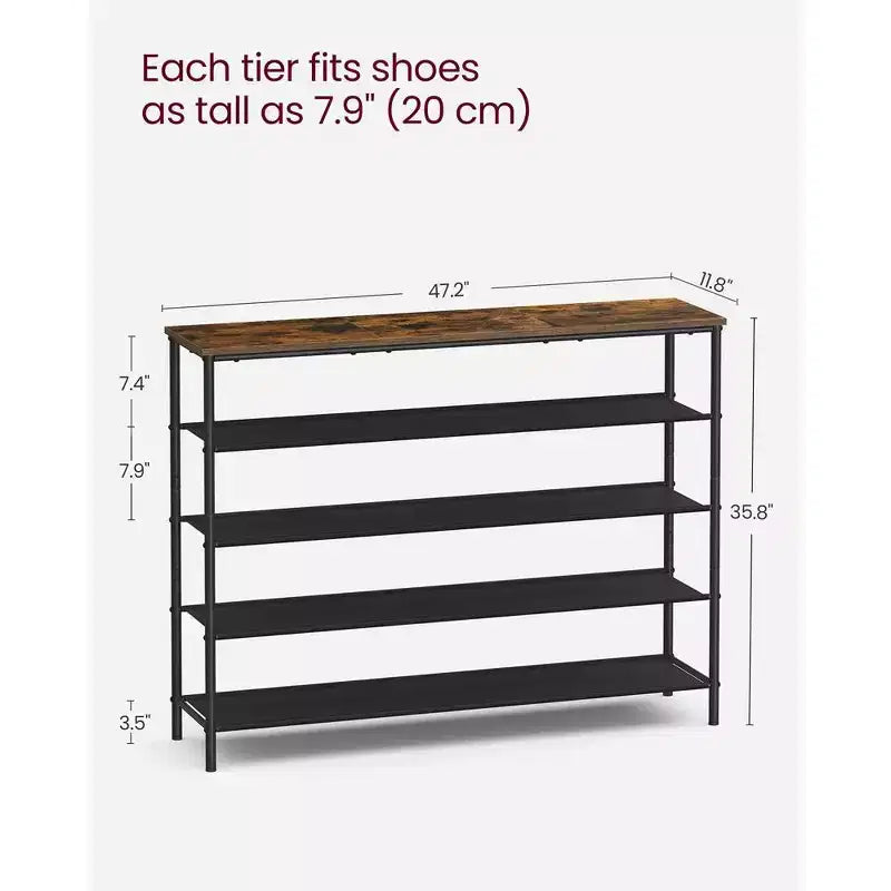5-Tier Shoe Rack for 20-24 Pairs Rustic Brown/Black