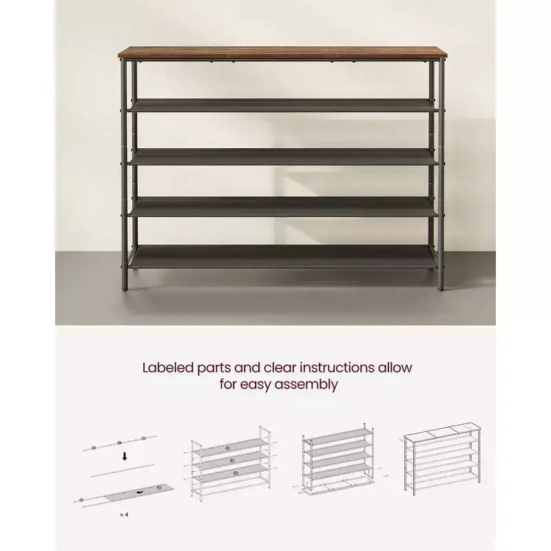5-Tier Shoe Rack for 20-24 Pairs Rustic Brown/Black