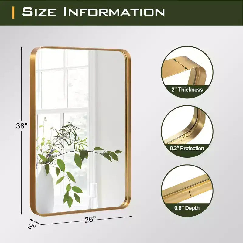 Rectangle Metal Framed Bathroom Vanity Mirror 32"x50"