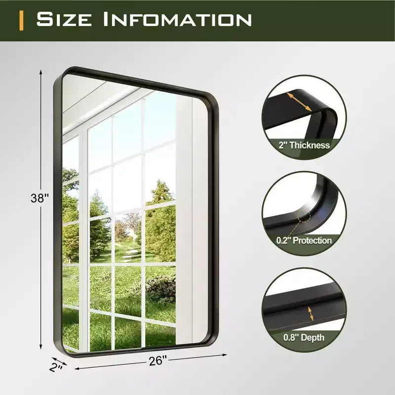 Rectangle Metal Framed Bathroom Vanity Mirror 32"x50"